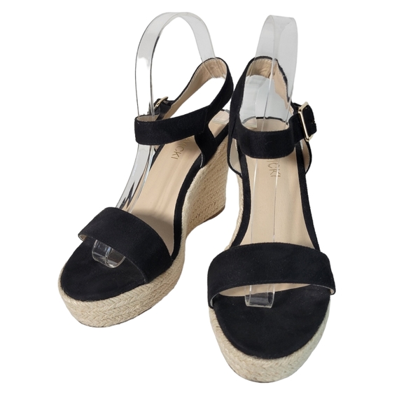 Vicki Vicki black velvet strap wedge espadrille sandals Size 8 - Picture 2 of 7